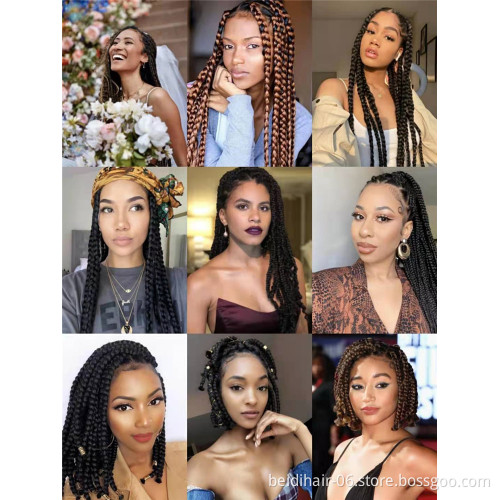 Protective Style Thick 3X Box Braids Pre Loop Crochet Braiding Hair Extension 14inch 18inch 22inch Medium braids